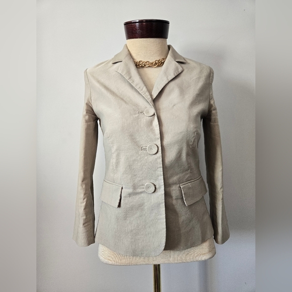 Teenflo Beige Linen Jacket. Size 4 - Picture 2 of 12